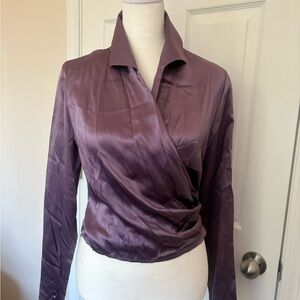 The Limited Satin Plum Wrap Blouse